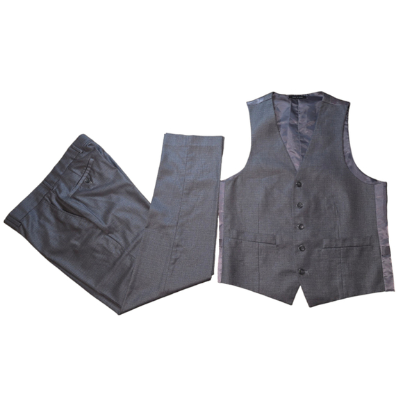 Men's Kenneth Cole Reaction Gray Suit Vest Small and Pants 30x30 Shimmer - Picture 1 of 12